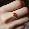 Anillo para Mujer Abierto Cara de Huevo Philippe Rojo Calcedonia Imitación Chapado en Oro Rosa 925 Simple Clásico Venta al por Mayor Explosión