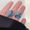Azul marino y cielo~Pendientes de mariposa y estrella de mar de circón aguamarina dulce, pendientes exquisitos de estilo vacacional con un toque de alta gama