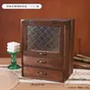 Caja de Madera Maciza con Tapa de Cristal de Flor Begonia Multifuncional Retro para Artículos Domésticos, Frutas Secas, Cosméticos, Certificados, Caja de Almacenamiento a Prueba de Polvo