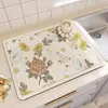 Tapete de escorredor de cozinha vintage, tapete de secagem de louças e controle de água, tapete antiderrapante para bancada com isolamento térmico de terra de diatomáceas, porta-copos absorvente
