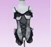 Body de encaje hueco de conejita sexy con tiras uniforme de malla transparente camisón deseo puro lencería erótica no necesita quitarse