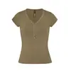 Camisa Básica de Manga Corta de Color Sólido con Cuello en V y Botones Estilo Europeo y Americano Transfronterizo Jinjie Nueva Camiseta Top Corto