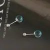 Nuevos Pendientes Transparente Aguamarina para Mujer, Exquisitos Clavos de Hueso de Oreja Personalizados, Pendientes de Clavo Cochlear de Hebilla Retorcida Roscada de Alta Gama