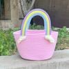 Nova Bolsa de Menina 2024 Nova Bolsa Nuvem Arco-Íris Bolsa Infantil de Palha Bolsa de Palha de Grande Capacidade Estilo Coreano