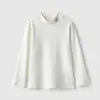 Categoría Camiseta Básica Peinada de Algodón con Felpa Inferior para Niños Niñas Cuello Semi Alto Mangas Largas Cálidas Tallas Mediana y Grande Ropa de Otoño e Invierno para Niños