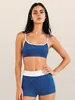 Bikini de dos piezas transfronterizo europeo y americano, estilo deportivo con parte inferior de corte recto, diseño de rayas de alta gama, adecuado para surf en la playa, con almohadillas en el pecho