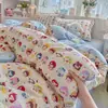 Juego de ropa de cama de cuatro piezas de algodón acolchado de Clase A con gasa de doble capa, sábana, funda de edredón, juego de tres piezas para dormitorio de estudiante, textiles para el hogar de Nantong