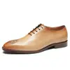 Sapatos de Couro Pontudos para Homens, Couro Genuíno, Sapatos Oxford Formais de Negócios com Escultura Britânica, Sapatos Masculinos Artesanais de Couro Integral de Vaca, Dropshipping