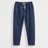 Pantalones de Algodón y Lino de Nueve Puntos para Hombre Verano Delgados Sueltos Talla Grande Deportes Pierna Recta Pantalones de Lino Pantalones Casuales para Hombre