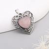 Colgante de Piedra Natural Cristal Vintage Transfronterizo, Colgante de Corazón Incrustado Collar Hueco DIY, Accesorios de Joyería de Lujo Ligero