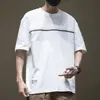 Camiseta de Verano 2026 Nueva Tendencia Estilo Americano Bloque de Color Cuello Redondo Patchwork Manga Corta para Hombre, Corte Holgado, Peso Pesado, Top Versátil