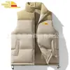 Chaleco de Pana a Rayas Verticales Color Block con Cuello Camisero de Moda para Hombre, Chaleco de Algodón Simple y Moderno, Sin Mangas con Múltiples Bolsillos