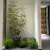 Nueva Decoración de Paisajismo de Bambú Estilo Chino Muebles Blandos para Interiores Pantalla Divisoria de Plantas Verdes Bambú Falso Encriptado Zen