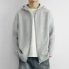 Jaqueta de malha com zíper masculina de marca independente para primavera e outono, suéter pesado de cor sólida, moletom com capuz, estilo europeu e americano moderno para vendas transfronteiriças