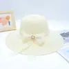 Sombrero de Verano para Mujer para la Costa Sombrero de Sol para Vacaciones Sombrero de Playa Sombrero de Paja de Ala Ancha para Viajes al Aire Libre Moda Coreana Sombrero de Sol