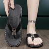 Chinelos Masculinos Verão Casual Respirável Antiderrapante Exterior Chinelos Personalizados Sapatos de Praia Sandálias de Couro Litorâneas Modernas