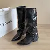 Botas de tornozelo estilo retrô, bico fino, salto grosso, botas longas para mulheres, nova coleção outono 2026, botas estilo western, botas de cano alto, botas de moda que aumentam a altura