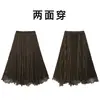 Elegante falda asimétrica reversible Feiyuan para mujer, nueva moda otoño e invierno, versátil, color liso, dobladillo ancho, falda midi