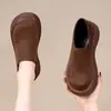 Sapatos Birkenstock Retrô de Sola Grossa 2025 Outono Novos Sapatos Plataforma Mocassins Aumentadores Antiderrapantes Bico Redondo Sapatos Versáteis