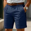 Pantalones Cortos de Lino Casual de Verano para Hombre Amazon Color Sólido de Cinco Puntos Estilo Traje Deportivo de Golf