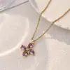 Collar Cruzado con Colgante de Flor para Mujer Cadena de Clavícula de Lujo Ligero Gama Alta Diseño de Nicho Cadena para Suéter de Acero de Titanio Accesorios de Joyería