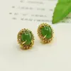 Aretes Naturales de Jade Hetian Jaspe Verde Espinaca para Mujer Venta al por Mayor Dropshipping S4011403