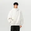 Moletom Masculino com Zíper Meio Aberto Estrutura Pesada Americana Caimento Limpo Bonito Hoodie Pulôver de Outono
