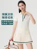 Nova Camisa de Yoga Color-Blocking para Mulheres, Camisa Polo Respirável de Secagem Rápida com Gola Reversível, Manga Curta Slim Fit para Fitness ao Ar Livre, Roupa Transfronteiriça para Tênis
