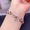 Venta al por mayor de fábrica Popular Pulsera de Rubí Natural con Incrustaciones de Plata S925 Piedra Principal 3*4 Joyería de Lujo Venta Directa de Fábrica