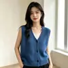 Chaleco suéter de punto sin mangas estilo coreano, mullido, top para mujer, estilo corto para otoño e invierno