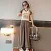 Conjunto de Verano para Niñas 2025 Nuevo Traje de Dos Piezas Infantil Elegante de Verano de Moda Celebridad de Internet Manga Corta para Niñas Mayores