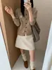 Cardigan Tricotado Versátil Bordado Estilo Coreano com Gola Redonda de Botão Único para Mulheres, Casaco Suéter Casual Solto Macio de Outono