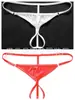 Tanga Sexy Vazada com Abertura no Gancho Masculina de Cintura Baixa Transparente Calcinha T com Abertura no Gancho Sem Remoção de Seda de Leite