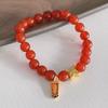 Pulseira de Ágata Vermelha Ano do Coelho 2025 Feminina Caractere Fu Moeda de Cobre Pulseira Marca Fu Pulseira para Namorada Estudante Atacado
