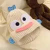 Gorro de Lana Tejido Divertido para Estudiante Niña Invierno Femenino Lindo Niños Familia Estilo Japonés Gorro Bola de Pelo Cálido Protección para Orejas