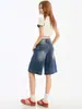 Shorts de Mezclilla Anchos de Tiro Bajo Vintage Desgastados para Mujer, Verano 2026, Shorts de Longitud Media Rectos Sueltos de Línea A de Moda