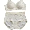 YAG6886 Sujetador estilo coreano con estampado floral, sin aros y con tirantes ajustables, conjunto de sujetador con copas fijas