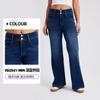 Calça Jeans Clássica de Cintura Alta Wide-Leg para Mulheres com Bigodes de Gato e Alta Elasticidade Zíper Emagrecedor Solta Casual