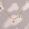 Árvore Sakura Rosa Coração de Menina Doce Corrente para Clavícula Pequeno Fresco Mori Super Fada Flor Colar Corrente para Pescoço
