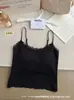 Camisola larga de encaje de estilo japonés, lujo ligero, de alta gama, con copas en el pecho, tirantes ajustables y top de tirantes finos
