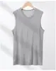 Colete Respirável de Algodão Masculino Solto Gola Redonda Gola V Algodão Puro Camisa de Velho Cor Sólida Camiseta Fina Colete Masculino Sem Mangas