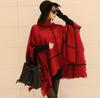 Chaqueta de punto con borlas irregulares, holgada, de cuello alto y bloques de color, estilo europeo y americano, para invierno
