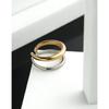 JZ264 Anel de Dedo Duplo Bicolor Estilo Coreano ins Nicho Design Sensação Estilo Frio Simples Personalidade Anel Aberto Feminino