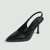 Sandálias de Salto Alto Europeias e Americanas Transfronteiriças Novo Estilo Francês Elegante Sem Costas para Mulheres Moda de Alto Padrão Casual Bico Fino Salto Agulha Sapatos Individuais
