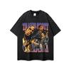 High street rap retrato impressão lavada angustiada manga comprida homens e mulheres oversize hip hop retro manga curta t-shirt base t