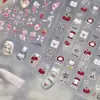Adesivos de Manicure em Relevo Doce Estilo Princesa Infantil Adesivos de Unha Morango Xadrez Material de Caderno Desenho Diamantes para Unhas