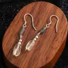 Brincos de Prata Esterlina 925 com Pedra de Cristal Natural Original para Mulheres, Luxo Leve, High-End, Brincos Estilo Vintage, Brincos da Moda Venda por Atacado
