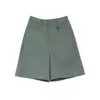 Shorts de Pierna Ancha Estilo A Moran Green para Mujer, Estilo Delgado de Verano 2026 Nuevos Shorts Casuales de Longitud Media Rectos Anti-Arrugas