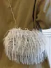 Nova Bolsa de Pelúcia com Penas de Peru Outono 2025 Moda Cor Sólida Bolsa Tote de Pelo Bolsa de Ombro de Alto Valor com Alça de Corrente
