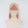 Peluca Europea y Americana para Mujer de 24 Pulgadas de Largo Cabello Rosa Encaje Frontal Sintético Gorra de Peluca Fibra Sintética Resistente al Calor Alta Temperatura